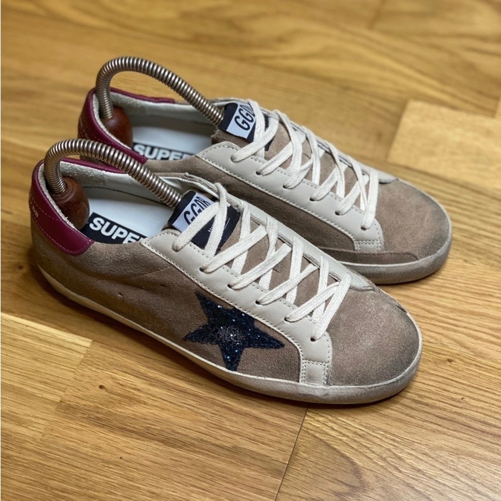 Golden Goose Womens Super-Star sneakers with heels tan